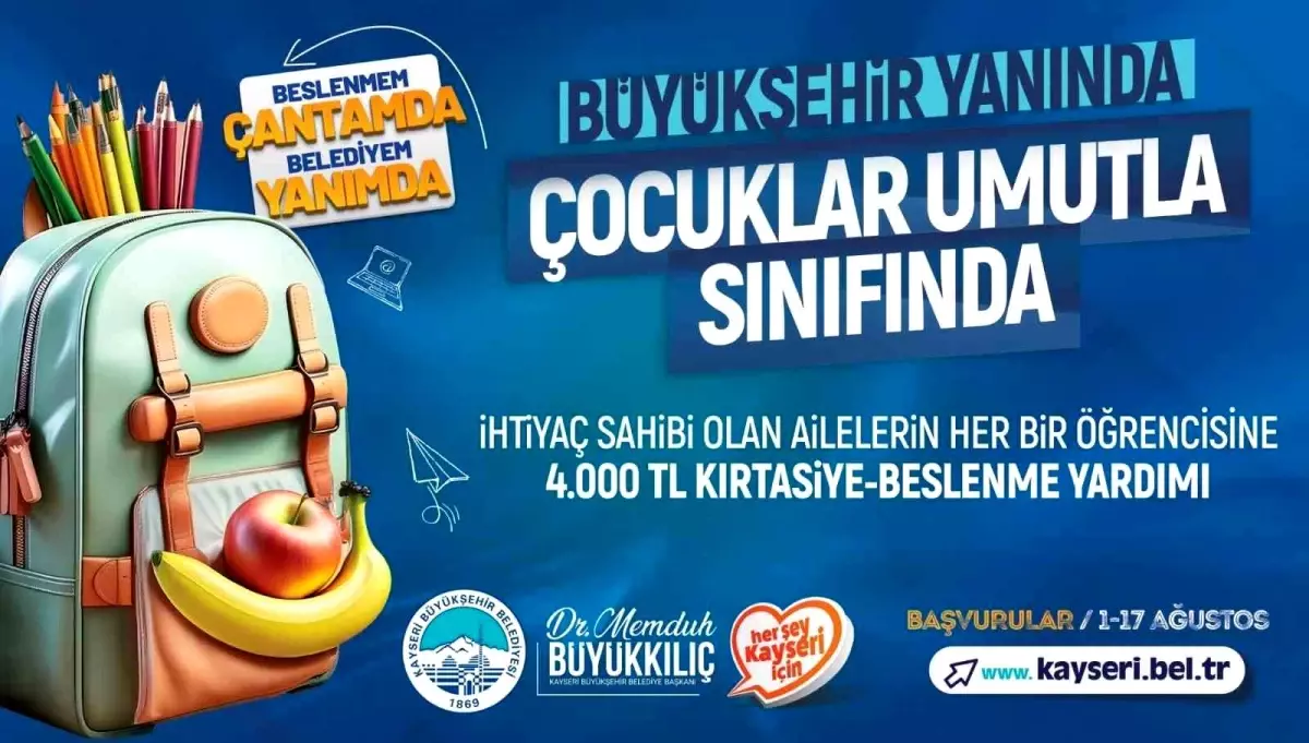 Kayseri'de Öğrencilere Kırtasiye ve Beslenme Desteği
