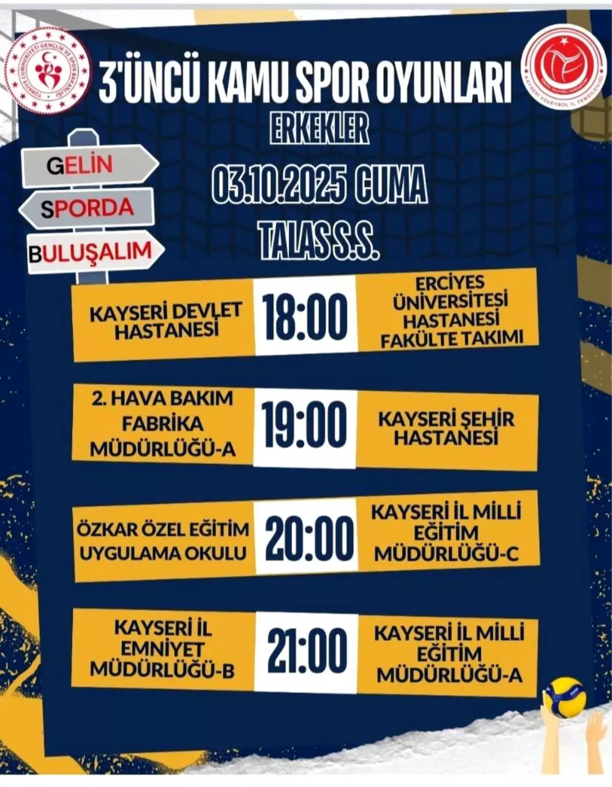 Kayseri'de Voleybol Turnuvası Başlıyor