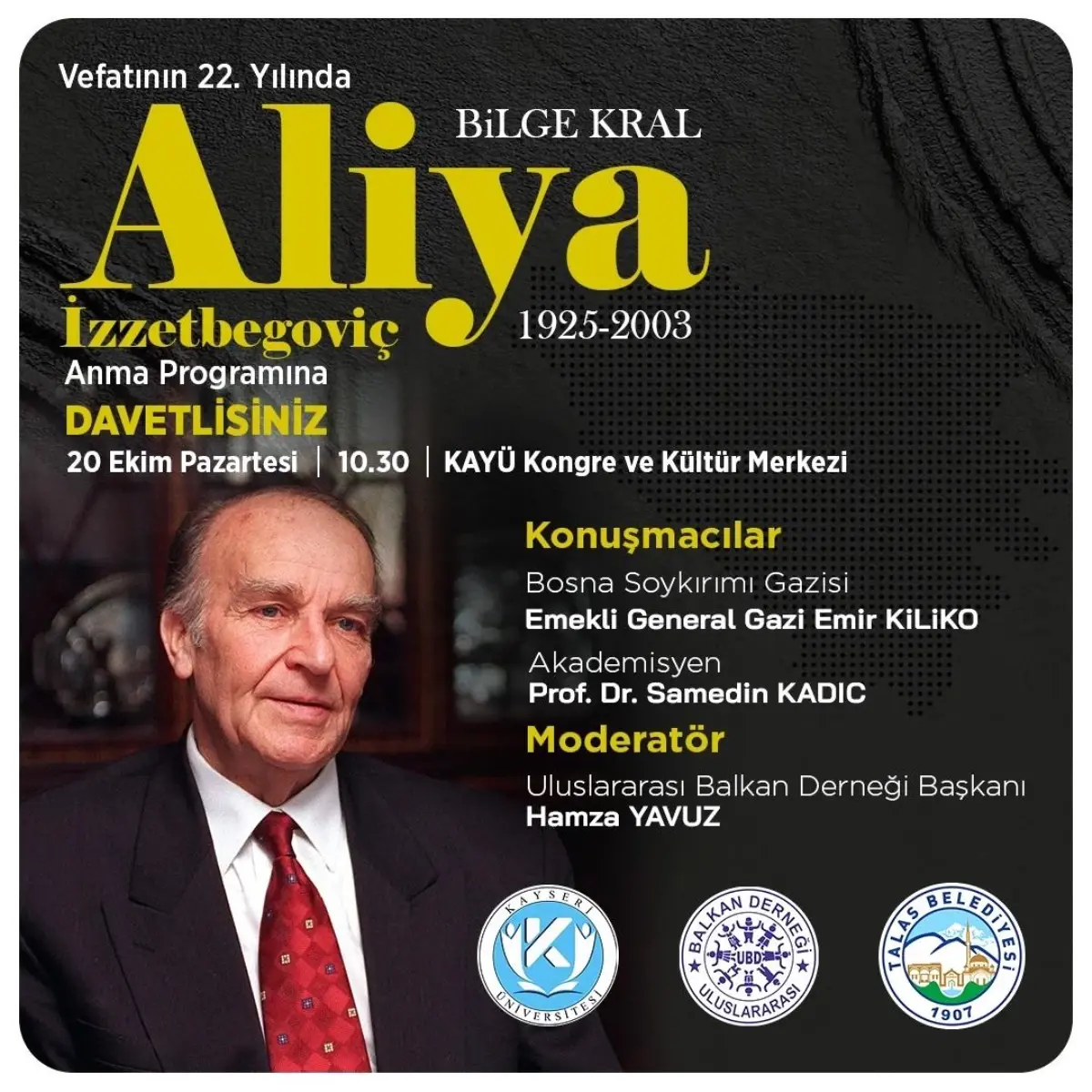 Talas Belediyesi'nden Aliya İzzetbegoviç Anma Programı