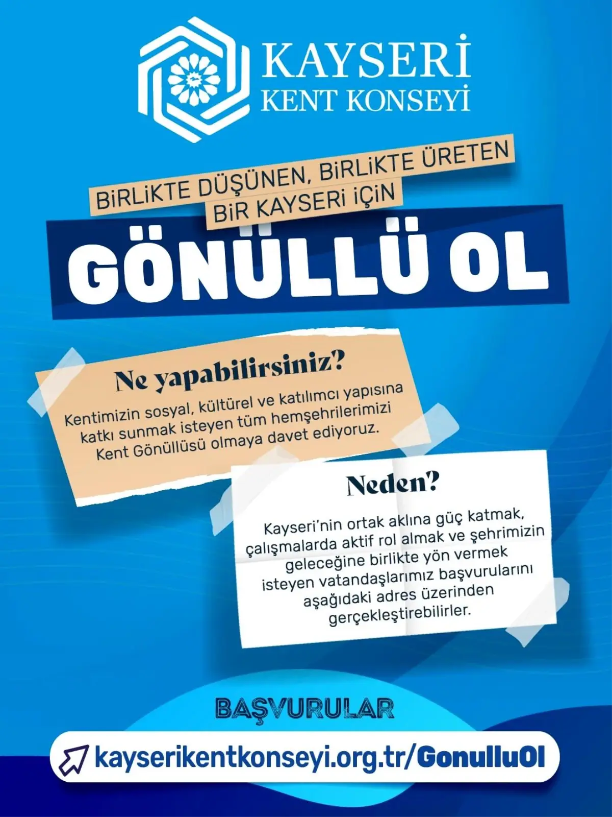 Kayseri Kent Konseyi'nde Kent Gönüllüleri Başvuruları başladı