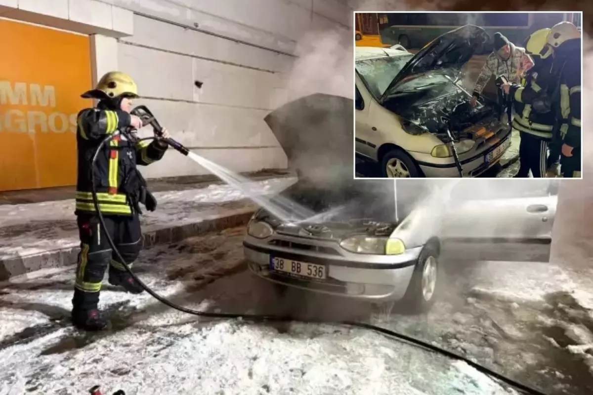 Oto tamircisinden yeni çıkardığı otomobili bir anda alev aldı