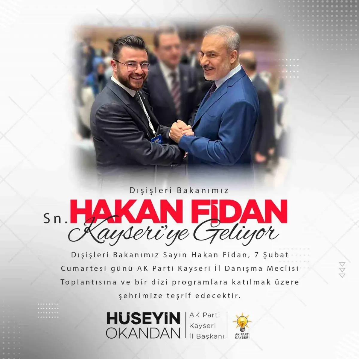 Hakan Fidan Kayseri'ye Geliyor