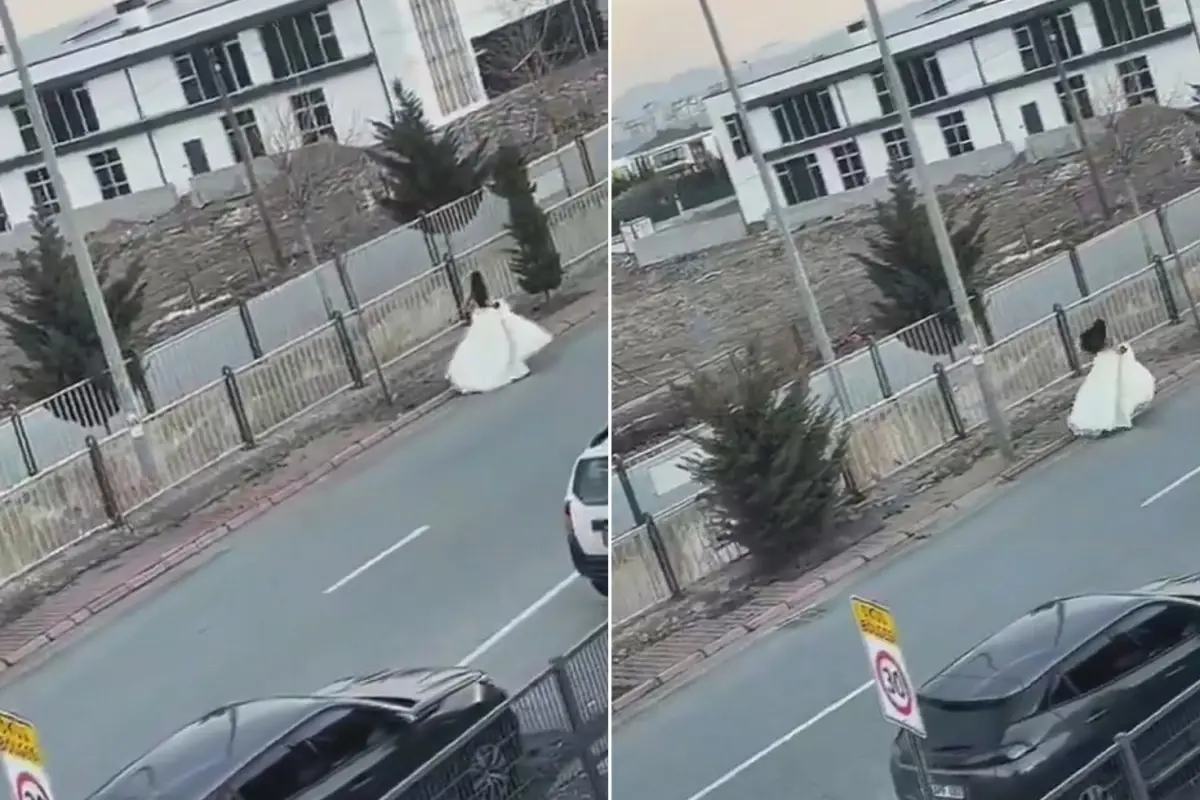 Film sahnesi değil gerçek! Gelinin düğünden kaçtığı anlar kamerada